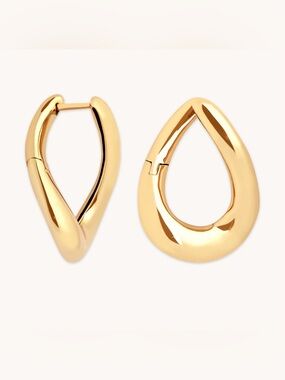 Astrid & Miyu Large Molten Hoops 18K Yellow Gold Plated Sterling Silver Earrings